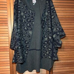 Anthropologie Akemi + Kin Kimono Cardigan Wool Sweater Leopard Print